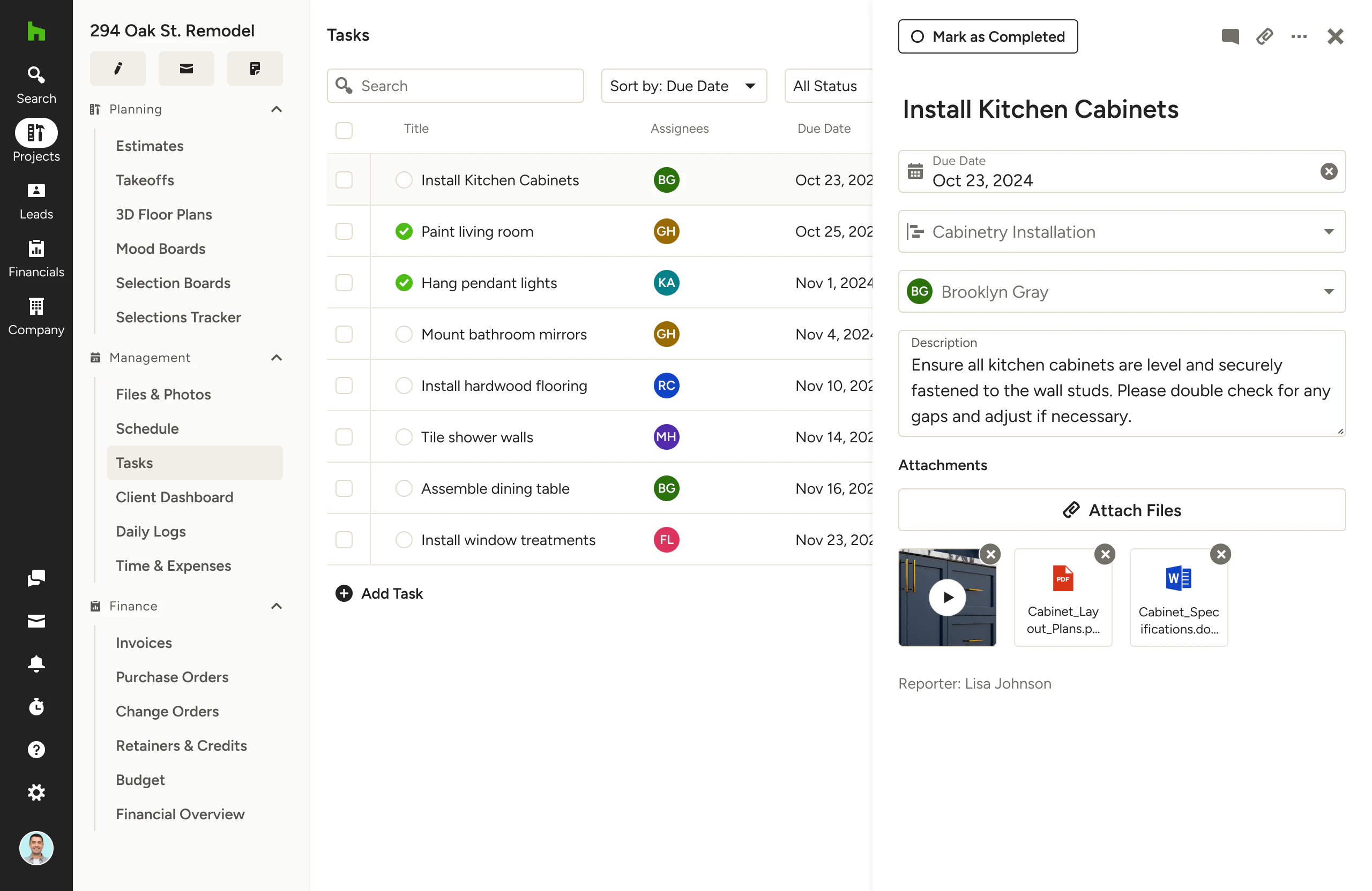 screenshot of Houzz Pro
